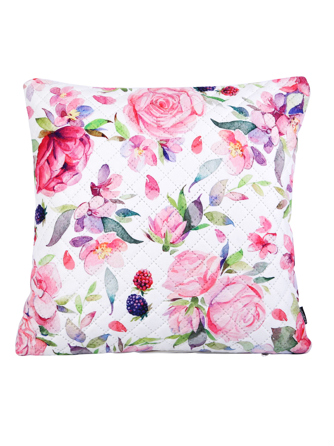 Soumya Pink & White 2 Pcs Floral Square Cushion Covers