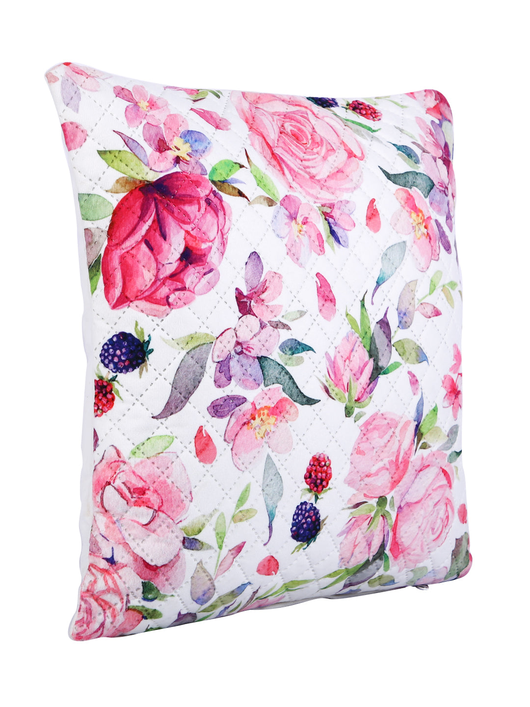 Soumya Pink & White 2 Pcs Floral Square Cushion Covers