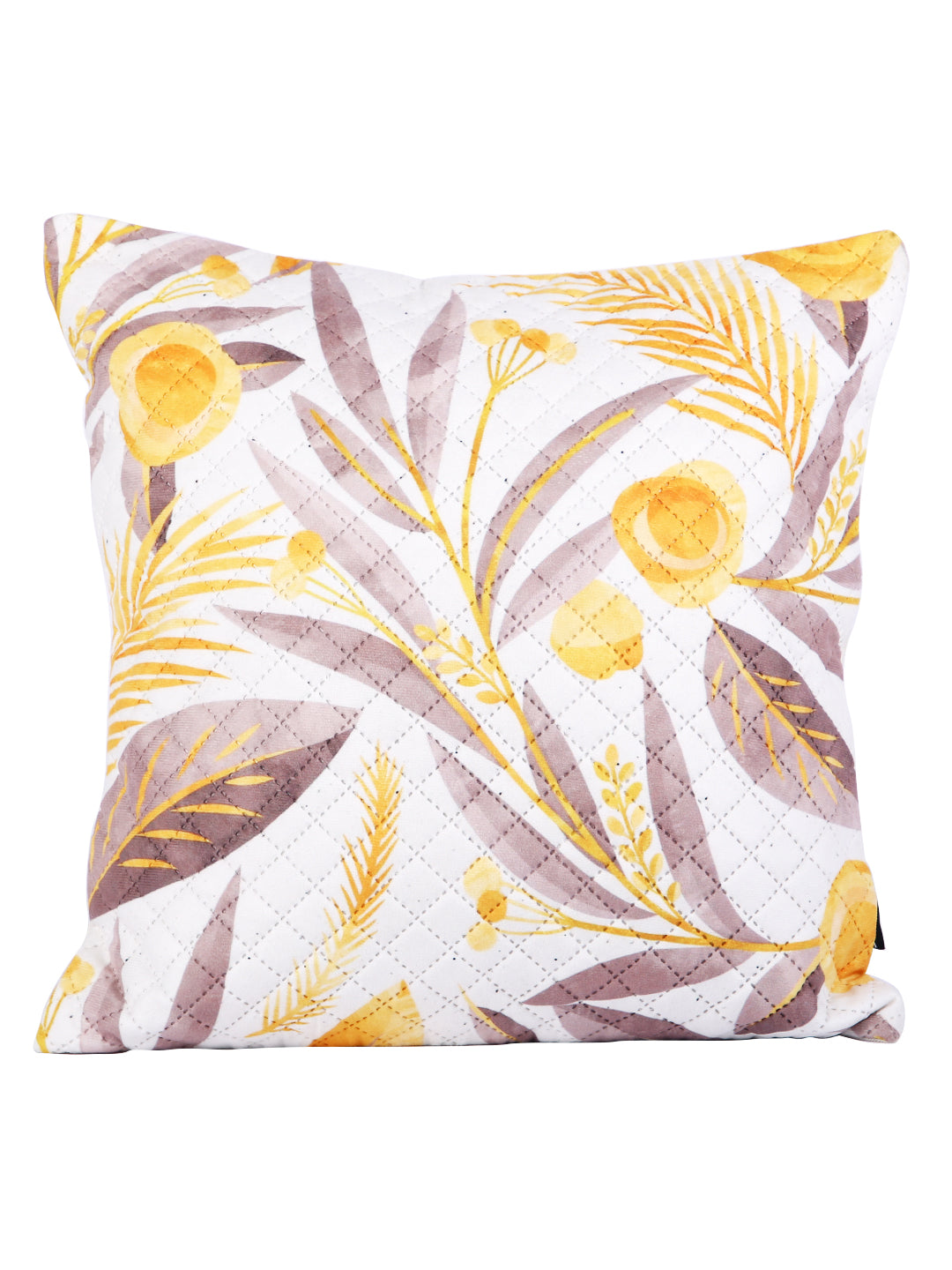 Soumya Yellow & White 2 Pcs Floral Square Cushion Covers