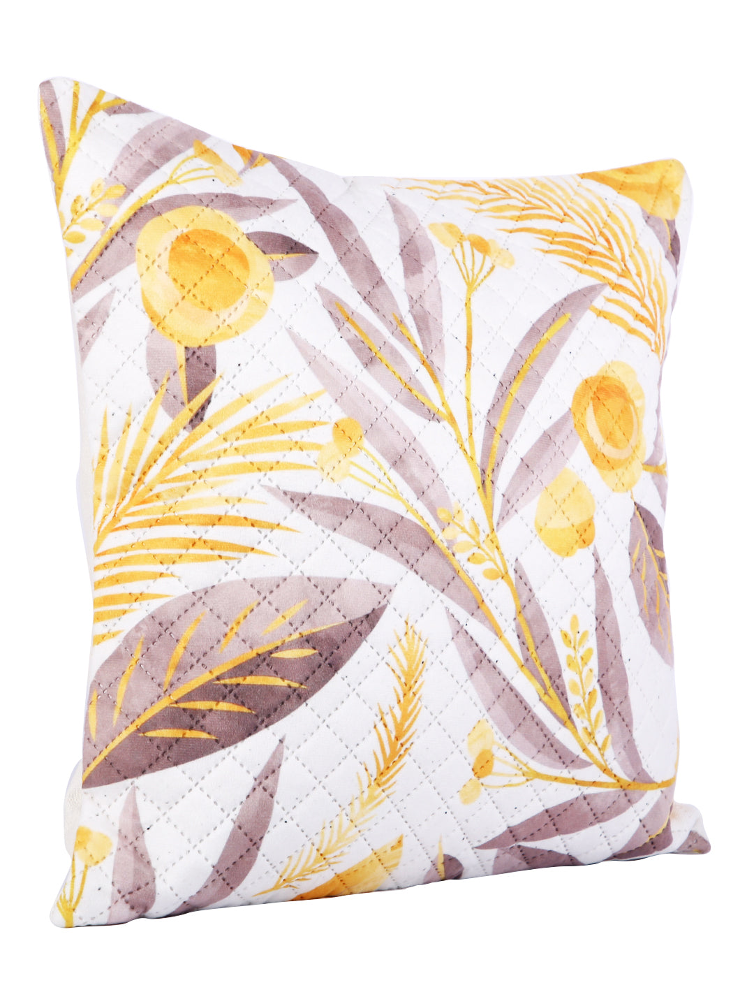 Soumya Yellow & White 2 Pcs Floral Square Cushion Covers