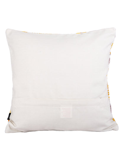 Soumya Yellow & White 2 Pcs Floral Square Cushion Covers