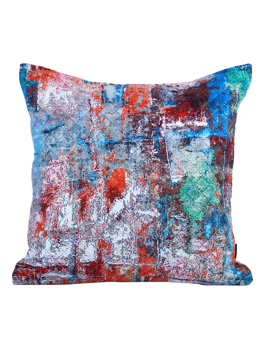 Soumya Blue & Red 2 Pieces Abstract Printed Square Cushion Covers