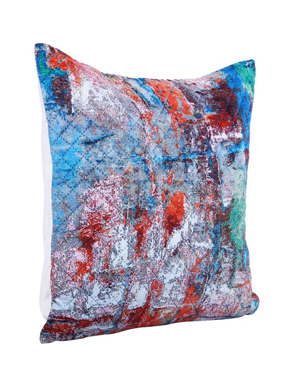 Soumya Blue & Red 2 Pieces Abstract Printed Square Cushion Covers