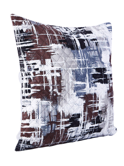 Soumya Brown & White2 Pieces Abstract Textured Square Cushion Covers