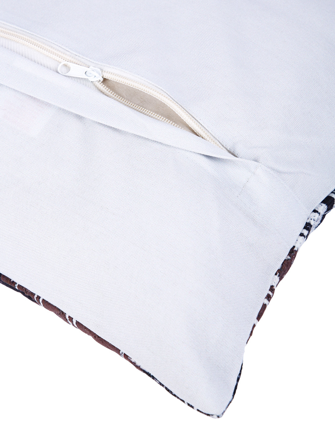 Soumya Brown & White2 Pieces Abstract Textured Square Cushion Covers