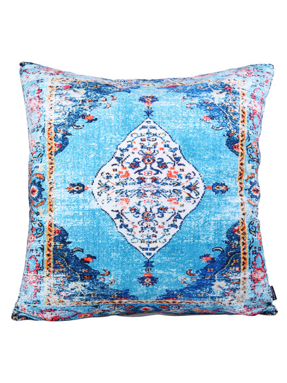 Soumya Turquoise Blue & White 2 Pcs Ethnic Motifs Square Cushion Covers