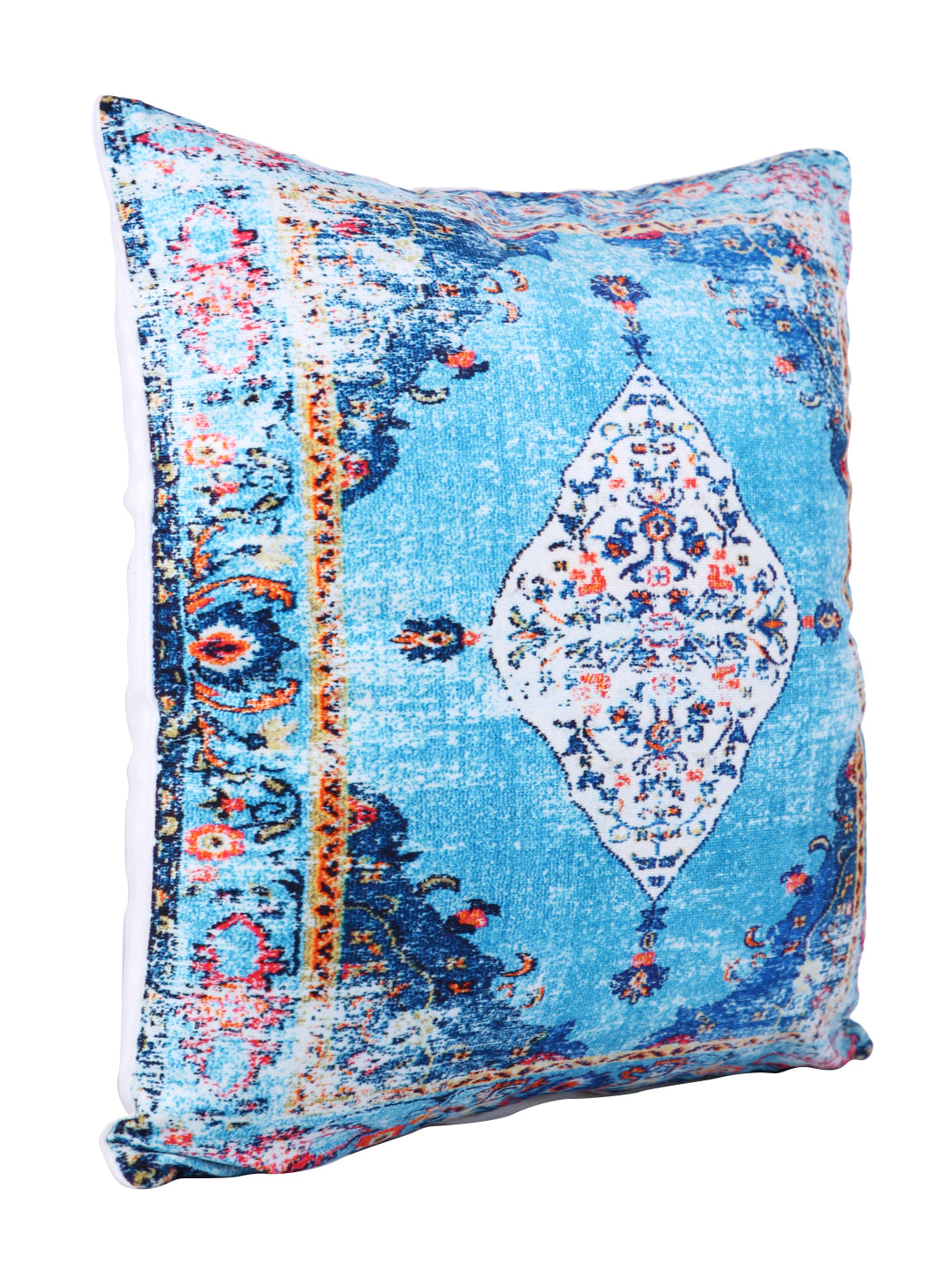 Soumya Turquoise Blue & White 2 Pcs Ethnic Motifs Square Cushion Covers