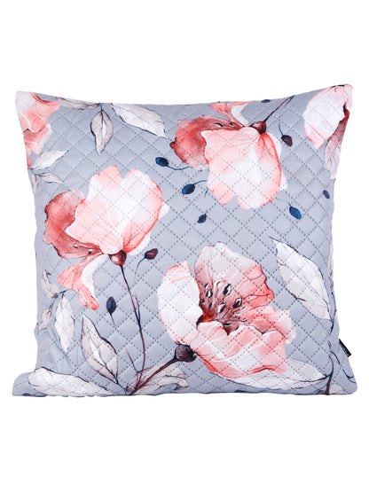 Soumya Grey & Pink 2 Pcs Floral Square Cushion Covers