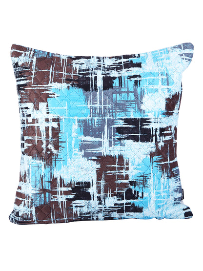 Soumya Turquoise Blue & Brown 2 Pieces Abstract Printed Square Cushion Covers