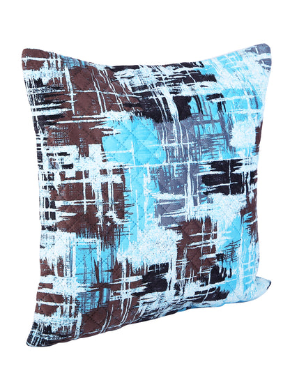 Soumya Turquoise Blue & Brown 2 Pieces Abstract Printed Square Cushion Covers