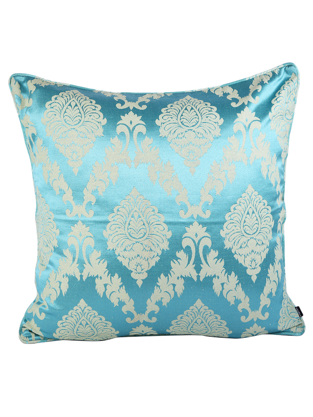 Soumya Turquoise Blue & White 2 Pieces Ethnic Motifs Textured Cotton Square Cushion Covers