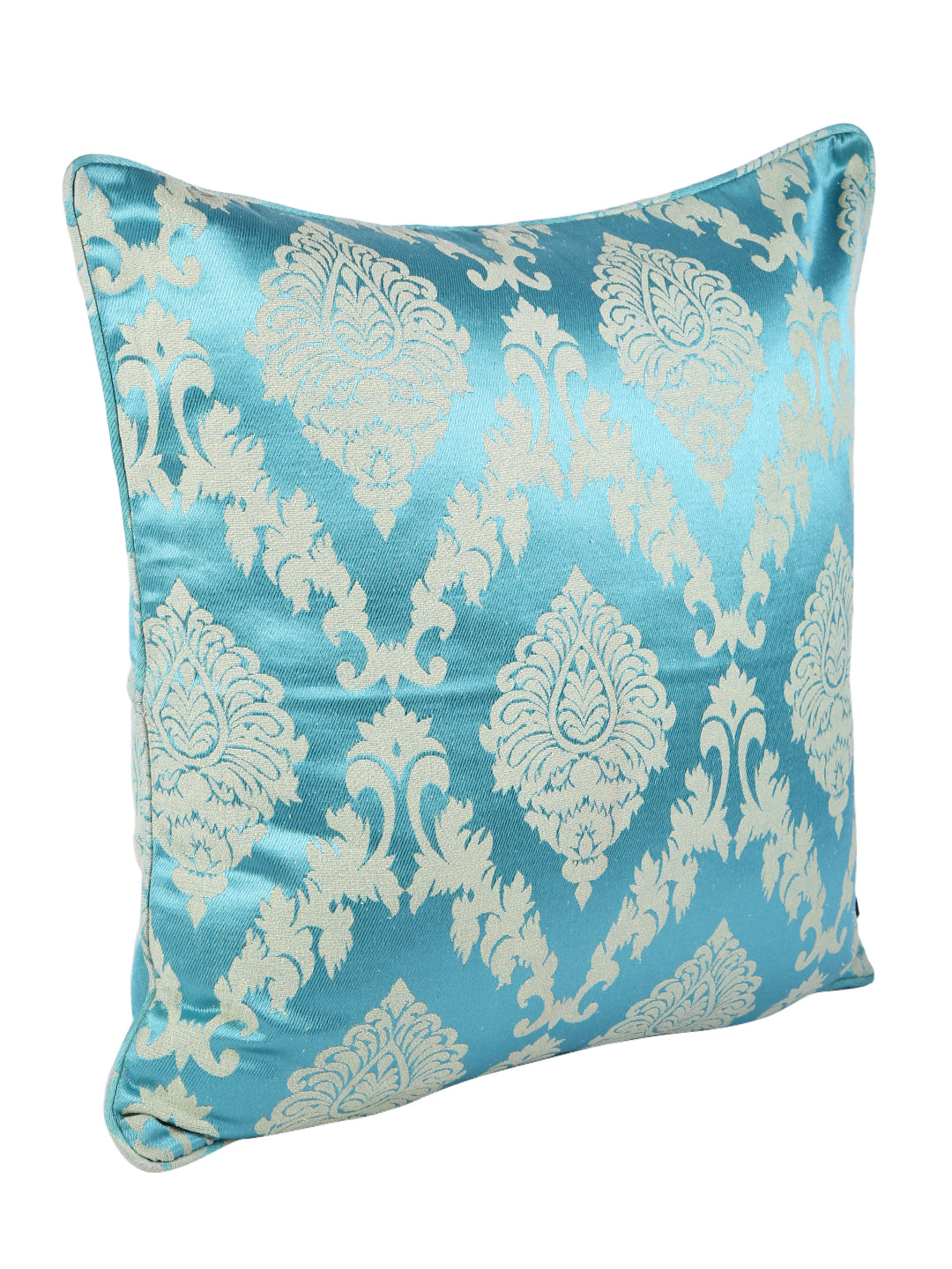 Soumya Turquoise Blue & White 2 Pieces Ethnic Motifs Textured Cotton Square Cushion Covers