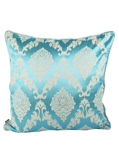 Soumya Turquoise Blue & White 2 Pieces Ethnic Motifs Textured Cotton Square Cushion Covers