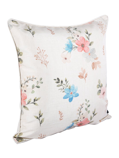 Soumya Peach-Coloured & Blue 2 Pcs Floral Square Cushion Covers