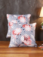 Soumya Grey & Pink 2 Pcs Floral Square Cushion Covers