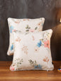 Soumya Peach-Coloured & Blue 2 Pcs Floral Square Cushion Covers