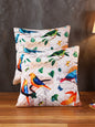 Soumya White & Green 2 Pcs Quirky Square Cushion Covers