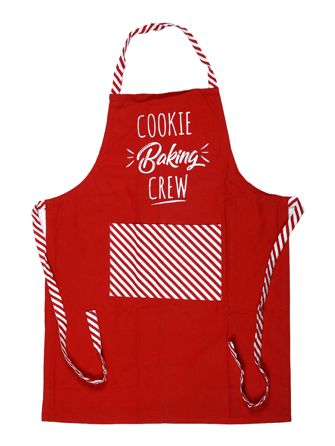 Premium Red & White Color Printed Cotton Apron - 1 Pc