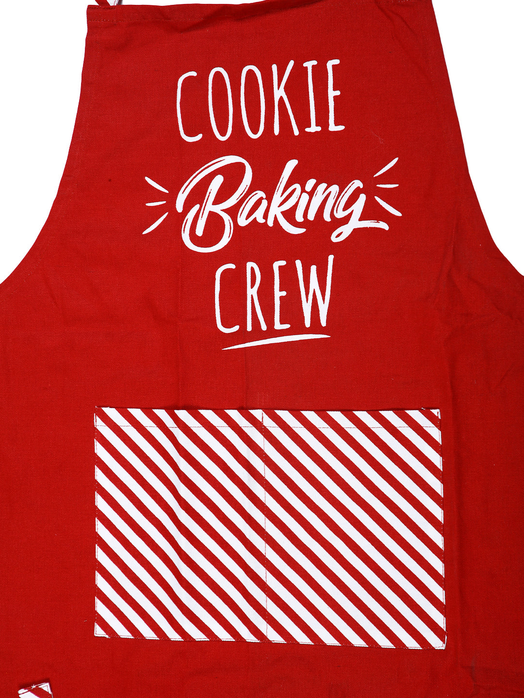 Premium Red & White Color Printed Cotton Apron - 1 Pc