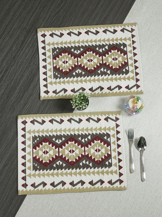 Table Placemats in Mehroon/Grey color made with  Cotton Material , Kitchen Linen - 6 Pcs Set