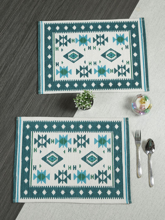 Table Placemats in Firozi/Blue color made with  Cotton Material , Kitchen Linen - 6 Pcs Set