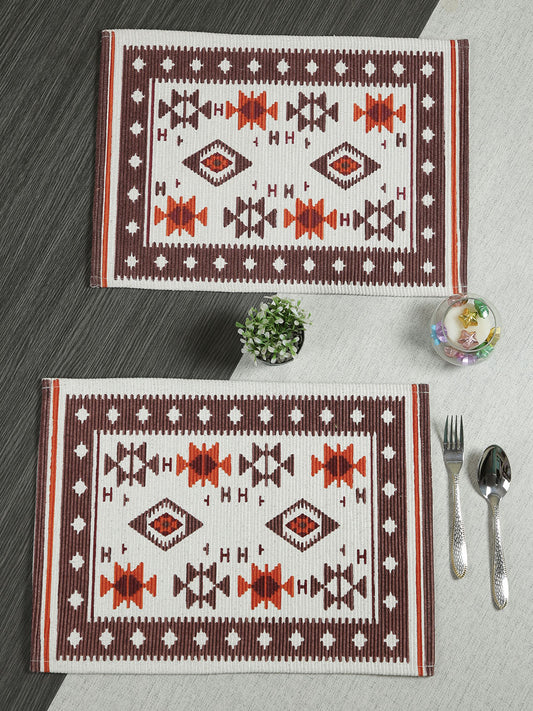 Table Placemats in Brown/Orange color made with  Cotton Material , Kitchen Linen - 6 Pcs Set