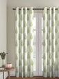 Soumya 100 % Cotton Voile Fabric Printed Light Green Eyelet Curtain, Pack of 1