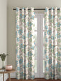 Soumya Floral Jute Digital Printed Premium Firozi Eyelet Curtain, Pack of 1