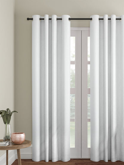 Soumya Premium Lightweight Solid Stripes Sheer Off White Color Linen Curtain, Pack of 1