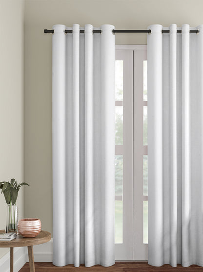 Soumya Premium Lightweight Solid Sheer Off White Color Linen Curtain, Pack of 1