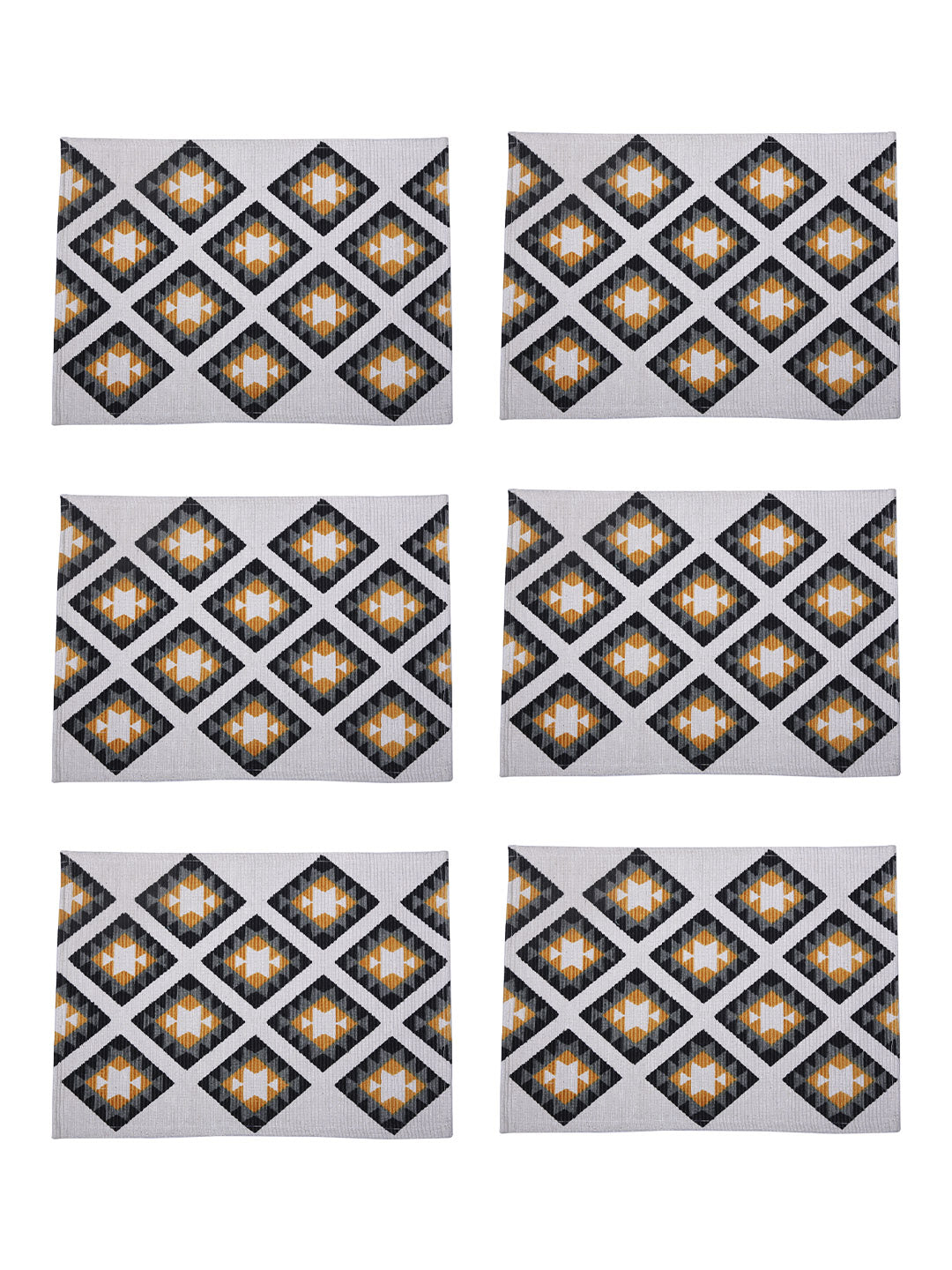 Table Placemats in Black/Grey color made with  Cotton Material , Kitchen Linen - 6 Pcs Set