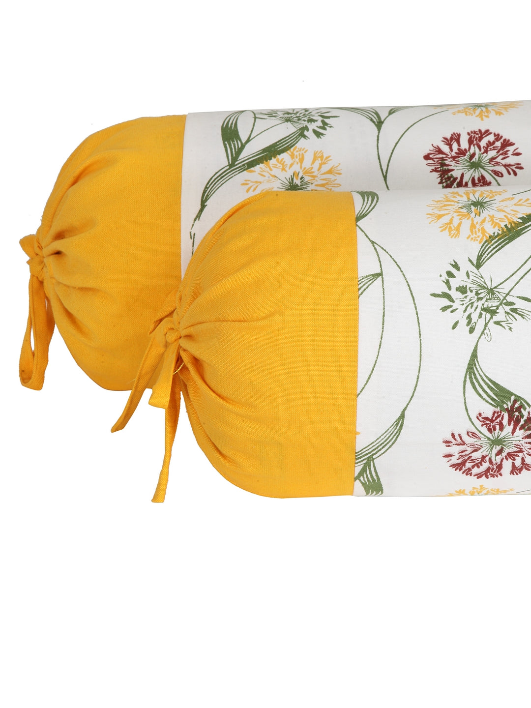 Mix n Match Cotton Floral Design Yellow Color Diwan Set, 1 Diwan Sheet, 2 Bolster Cover, 3 Cushion Covers