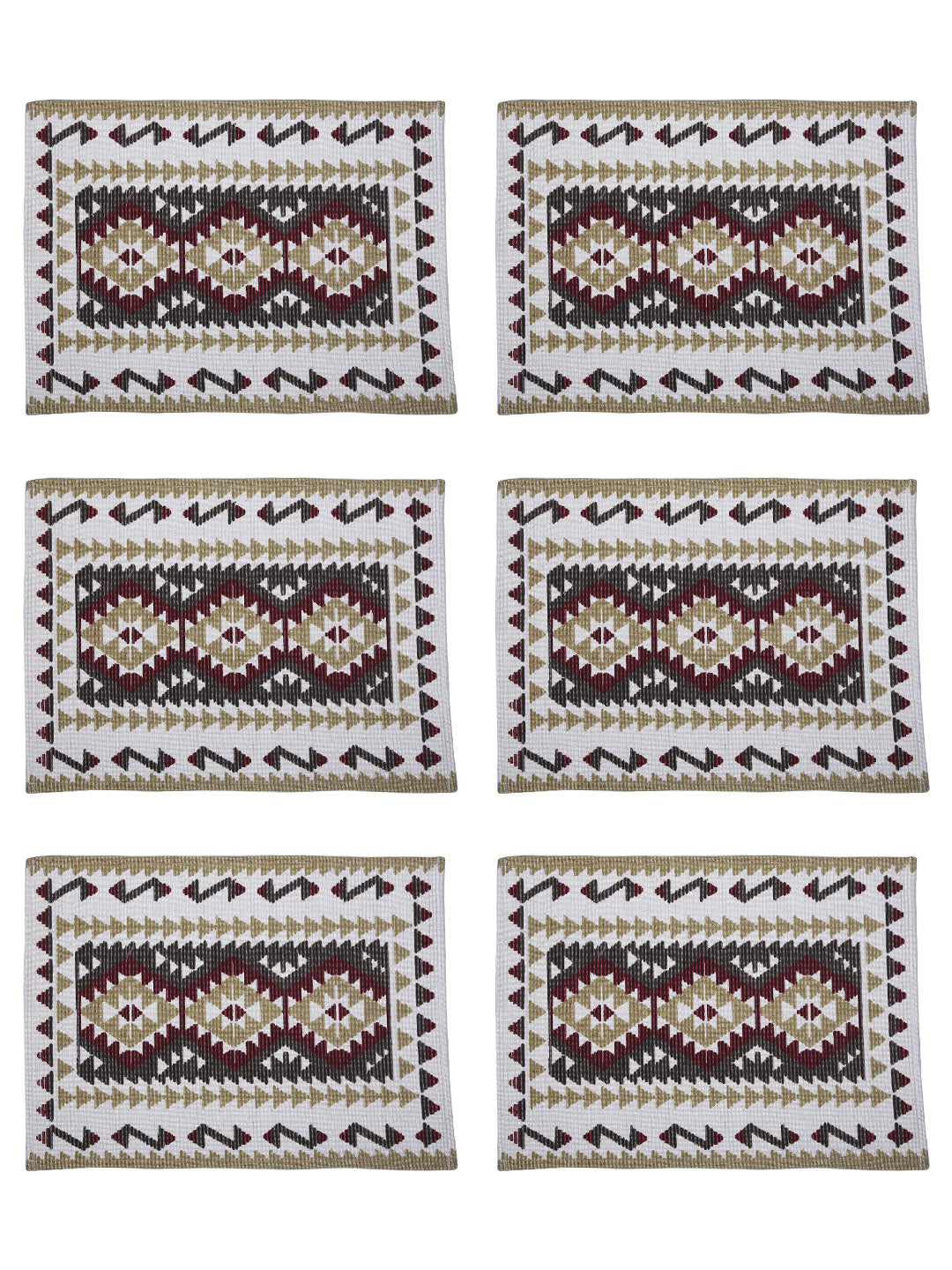 Table Placemats in Mehroon/Grey color made with  Cotton Material , Kitchen Linen - 6 Pcs Set