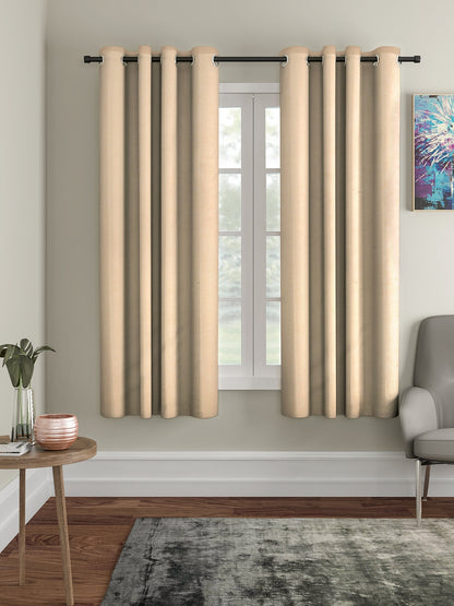 Soumya Premium Lightweight Solid Sheer Khakhi/Beige Color Linen Curtain, Pack of 1