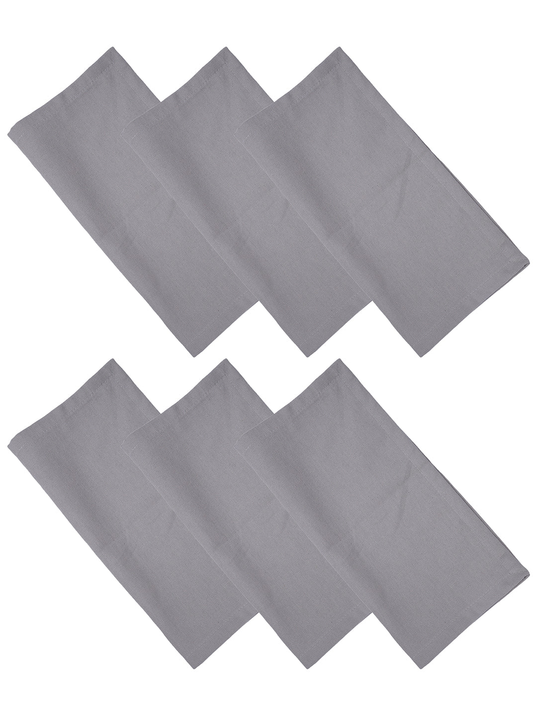 Set of 6 Cotton Plain Grey Color Table Napkin, 6pc Napkin Set