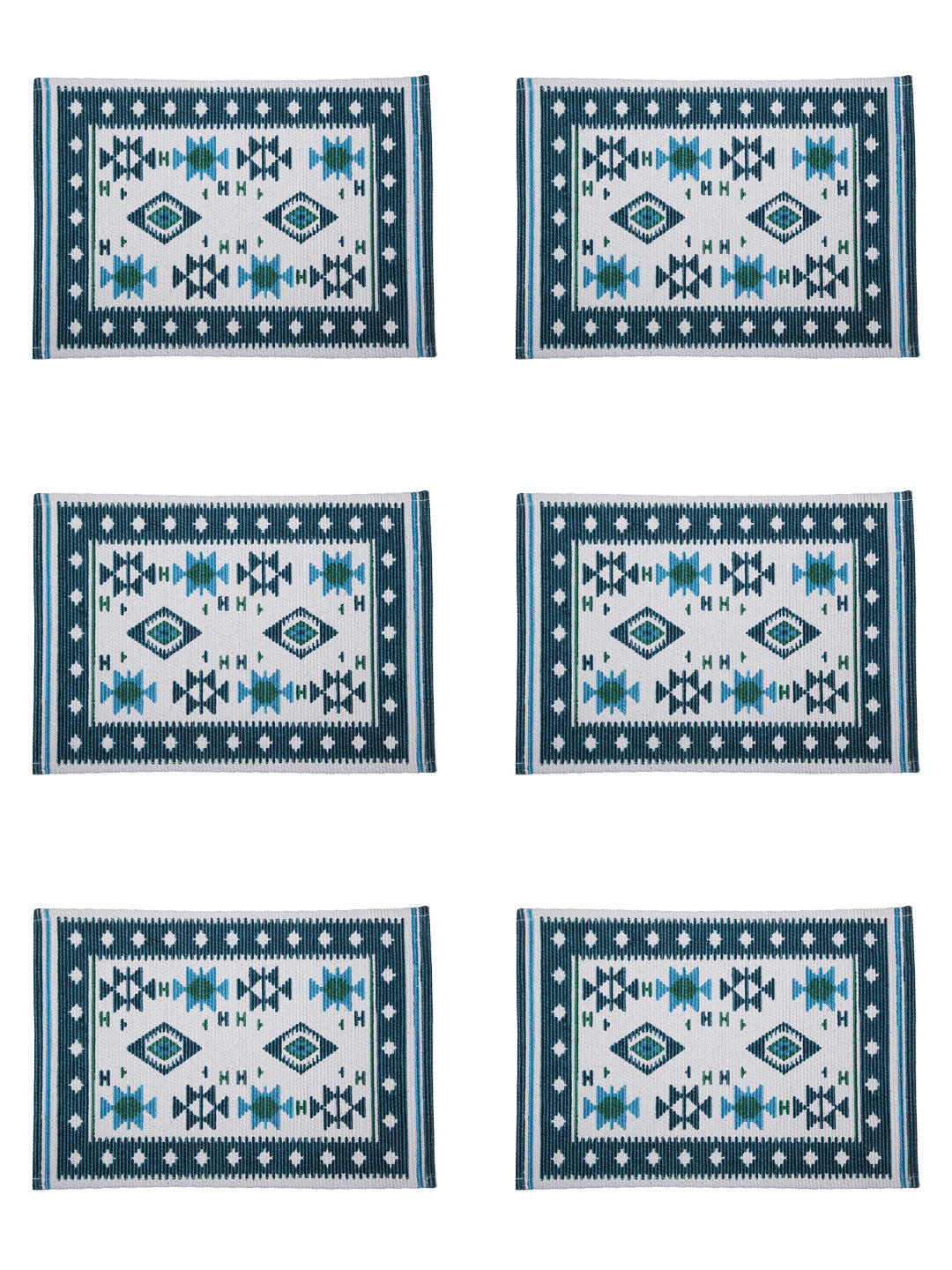Table Placemats in Firozi/Blue color made with  Cotton Material , Kitchen Linen - 6 Pcs Set