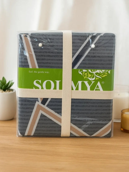 Urban Grid Elegance Bedsheet- Set Of 3