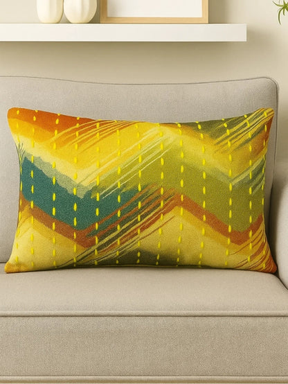 Set Of 2 Sunburst Zigzag Hand-Stitched Cushion Covers