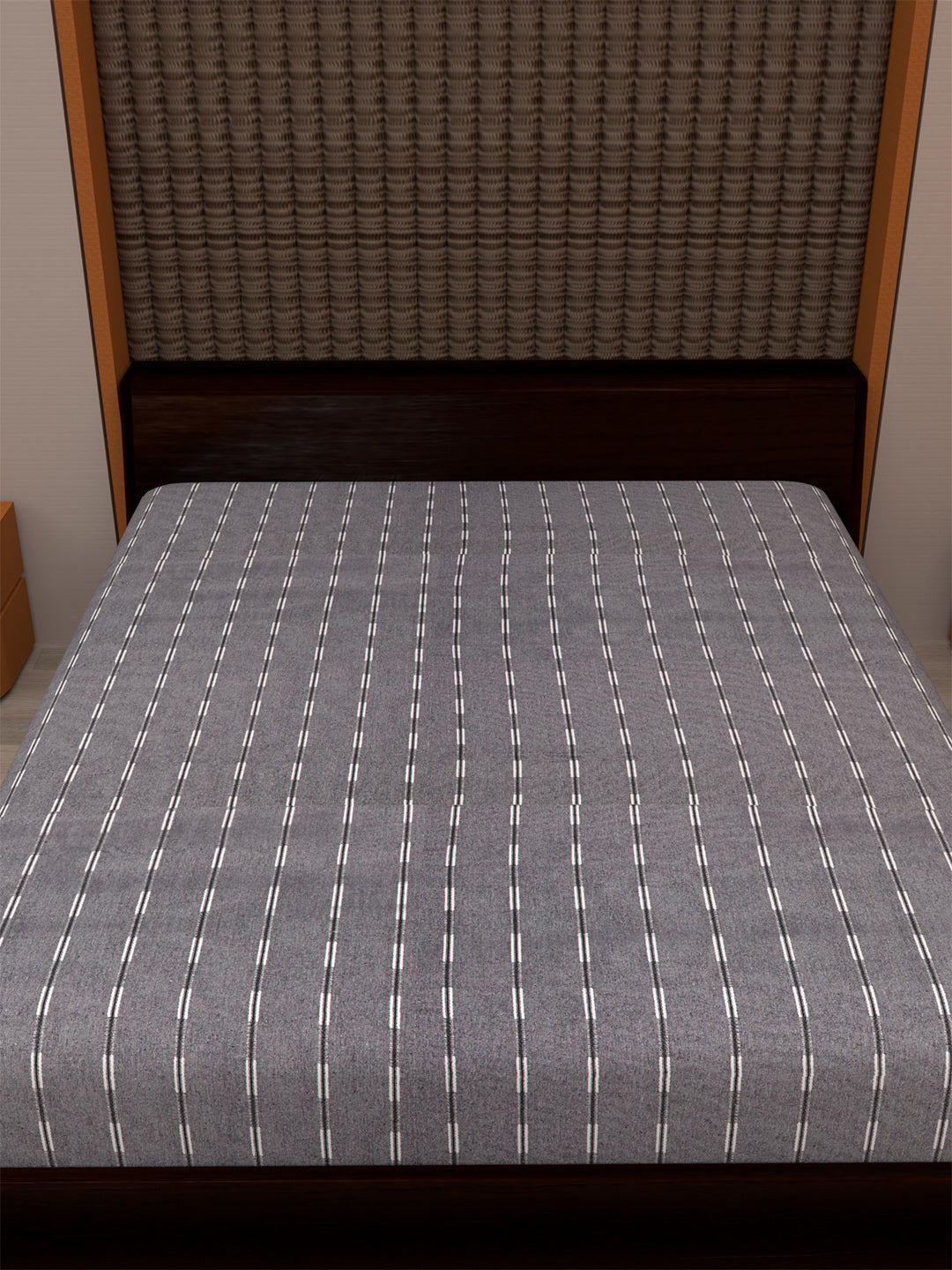 Set of 2 Solid Grey Color Cotton Single Bedcover Set, 1 Single Bedcover, with 1 Pillow Cover