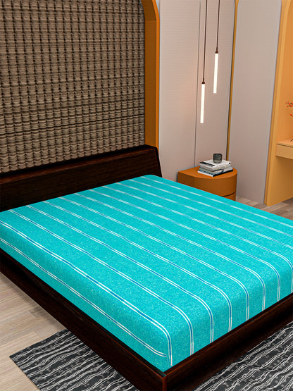 Set of 2 Solid Firozi Color Cotton Single Bedcover Set, 1 Single Bedcover, with 1 Pillow Cover