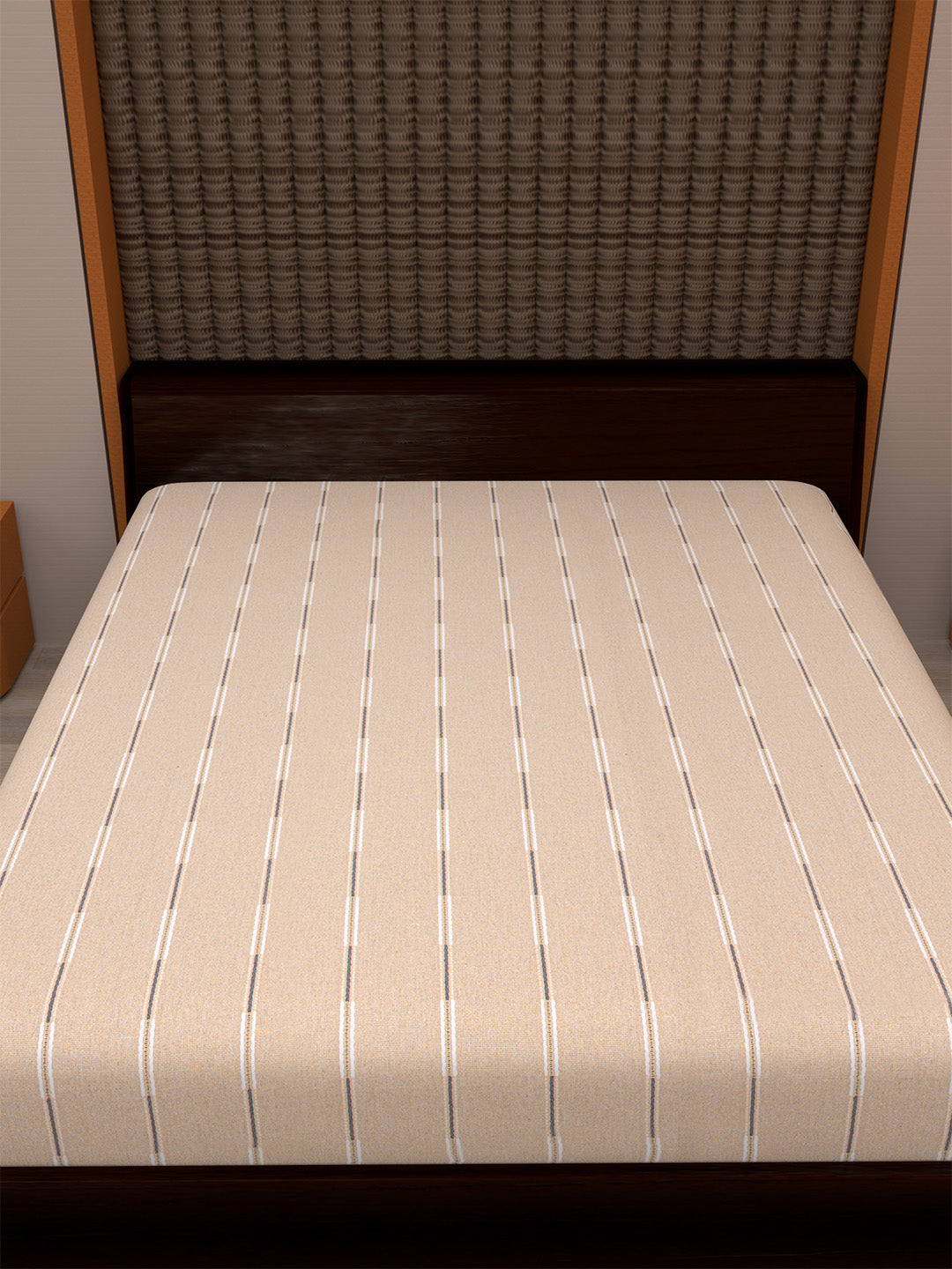 Set of 2 Solid Beige Color Cotton Single Bedcover Set, 1 Single Bedcover, with 1 Pillow Cover