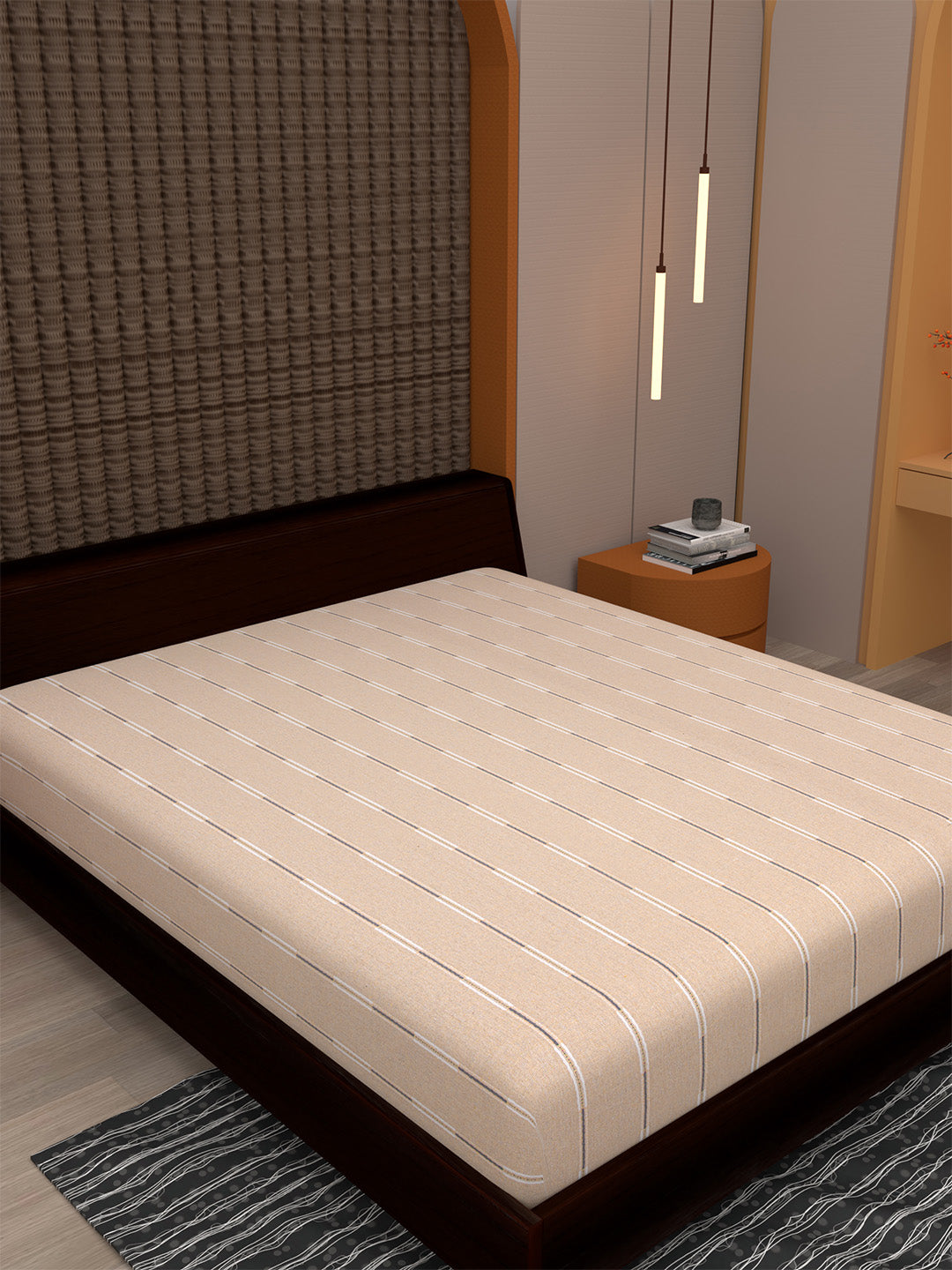 Set of 2 Solid Beige Color Cotton Single Bedcover Set, 1 Single Bedcover, with 1 Pillow Cover