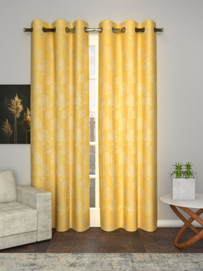 Jacquard woven Curtain in Pista Green/Yellow color made with  Polycotton Material , Curtain - 1 pc