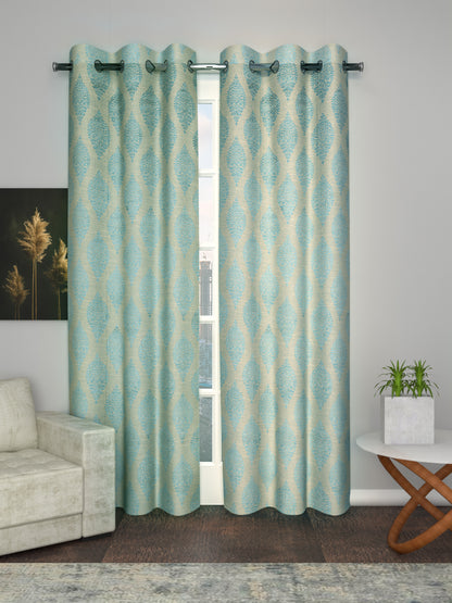 Curtains and Sheers in Firozi color made with  Polycotton Material , Curtain - 1 pc