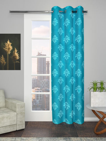 Printed Curtains in Firozi/Aqua color made with  Cotton Material , Curtain - 1 pc