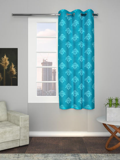 Printed Curtains in Firozi/Aqua color made with  Cotton Material , Curtain - 1 pc