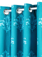 Printed Curtains in Firozi/Aqua color made with  Cotton Material , Curtain - 1 pc