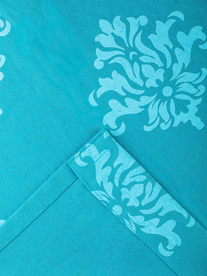 Printed Curtains in Firozi/Aqua color made with  Cotton Material , Curtain - 1 pc