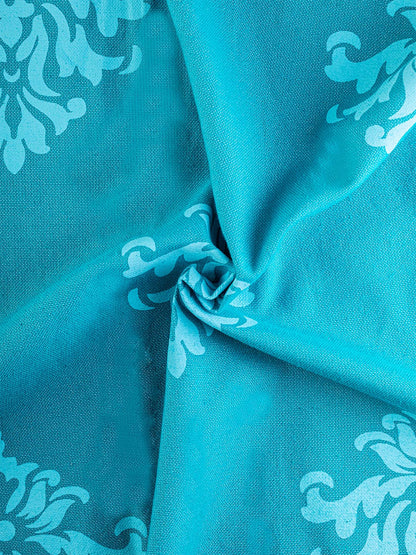 Printed Curtains in Firozi/Aqua color made with  Cotton Material , Curtain - 1 pc