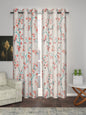 Sheer printed curtain in Red/Orange color made with  Polylinen Material , Curtain - 1 pc